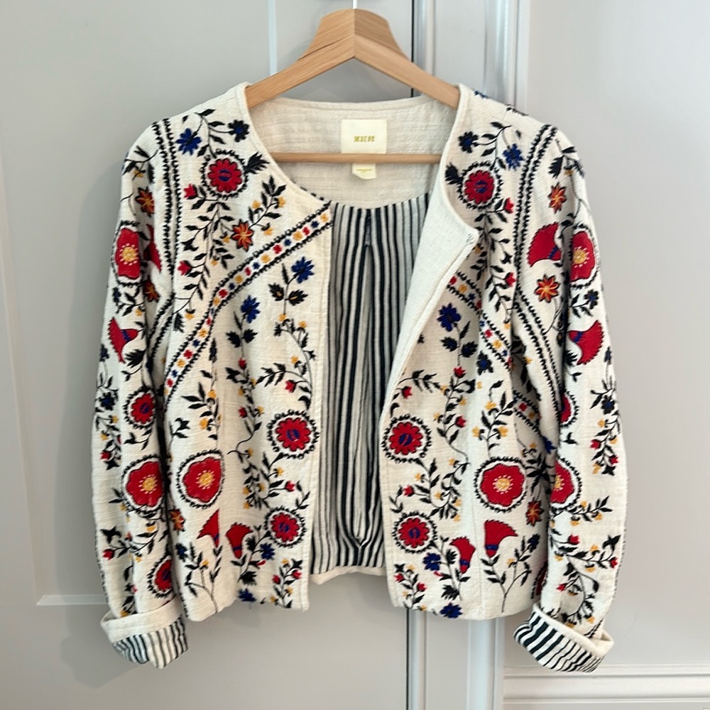 Maeve Kirian Floral Embroidered Cotton Jacket